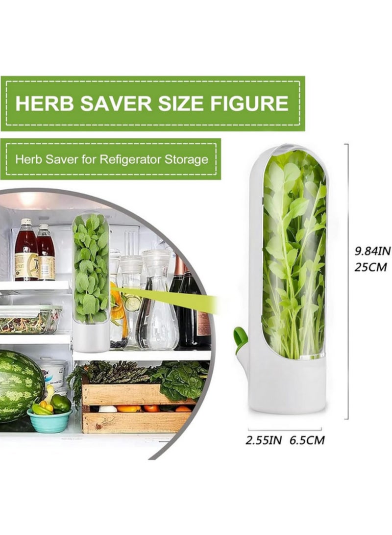 Herb Saver for Refrigerator Fresh Herb Keeper Storage Container with Herb Cutter Extends Freshness of Cilantro Mint Parsley Asparagus for 2-3 Weeks Preservation Bottle 25x6.5cm - Image 3